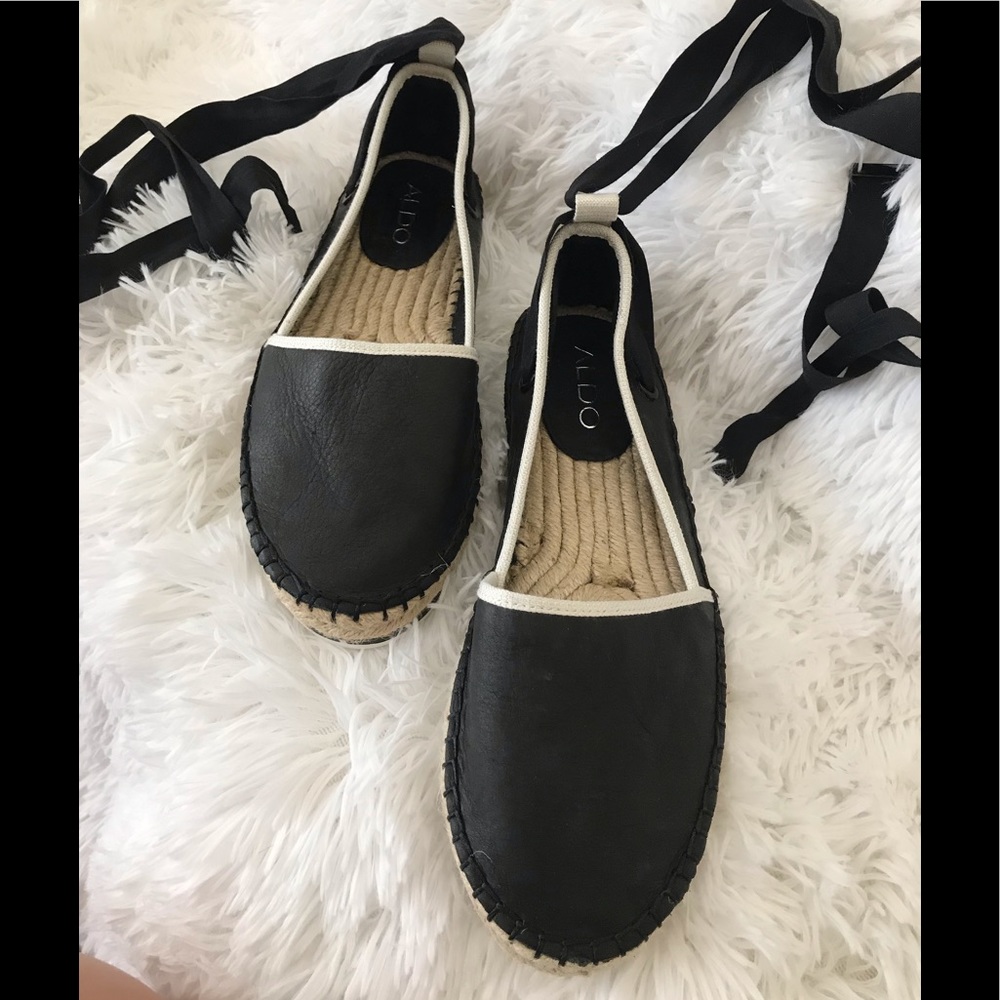 Aldo Espadrille Black Ankle Tie